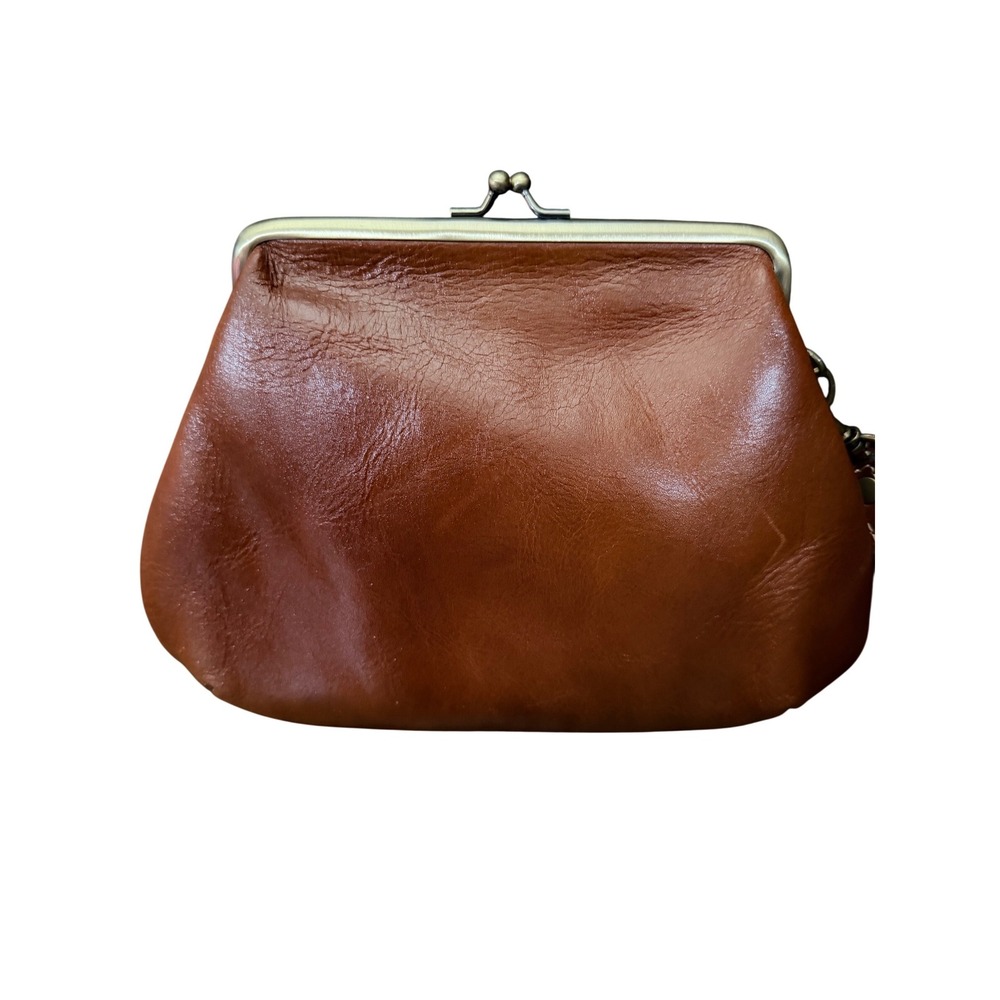 Patricia Nash Cassini Wristlet Women Small Brown Leather Kiss Lock Clutch Bag - Picture 2 of 13